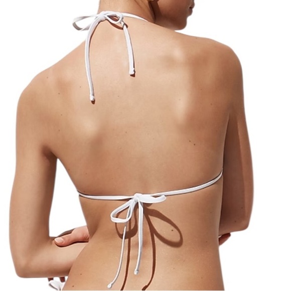 NEW J. CREW String bikini top with contrast trim Black & white size Medium - Picture 2 of 7